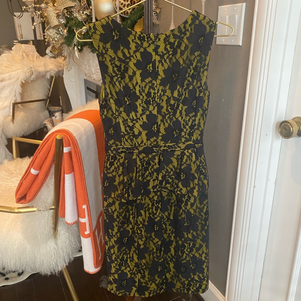 Olive Green and Black Lace Dress